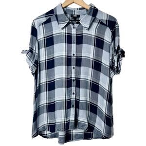PAIGE AVERY PLAID WOMEN BUTTON DOWN TOP SIZE LARGE